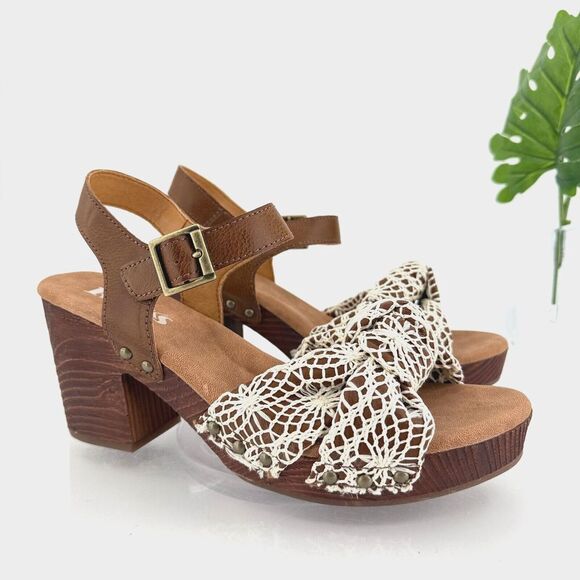 Korks Kork Ease Natalia Women’s Slingback Sandals Platform Heel Crochet Size 10 - Picture 1 of 16
